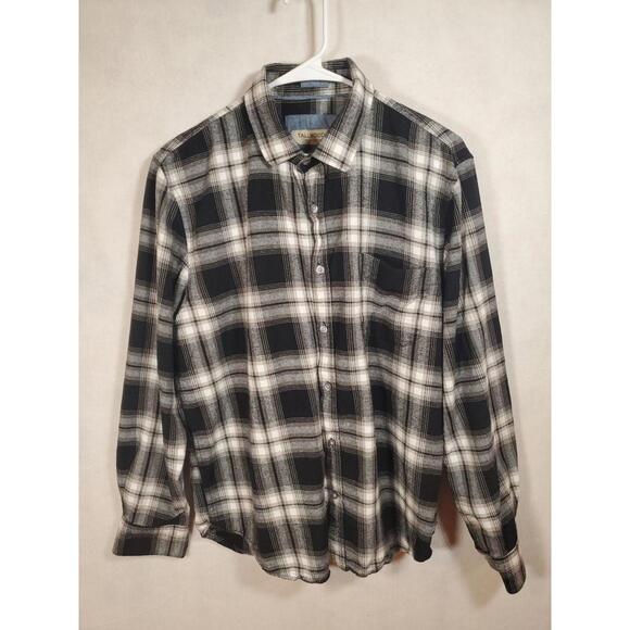 Tallwoods Bruno Milano Men's Size Medium M Flannel Button Shirt Plaid Black - Picture 1 of 9